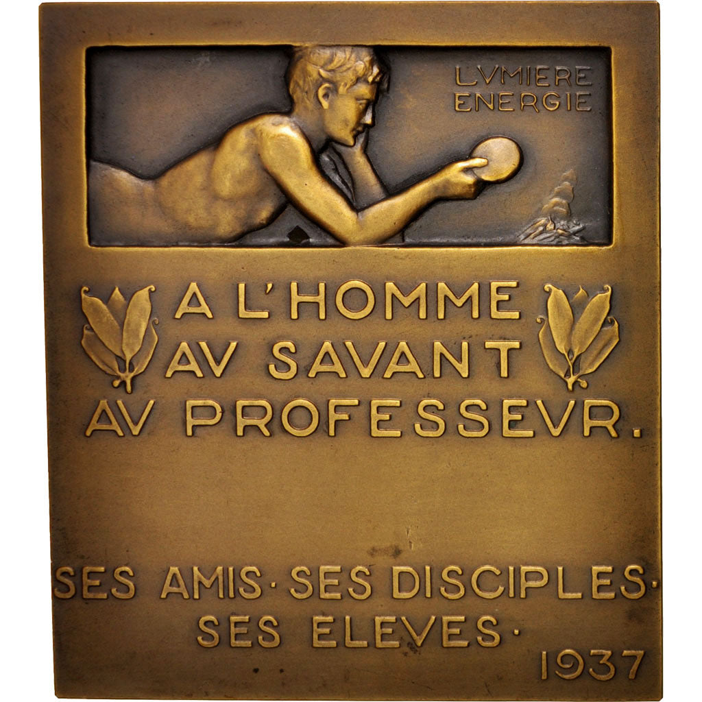 Francia, Medal, Charles Fabry, Hommage, Sciences & Technologies, 1937, Morlon
