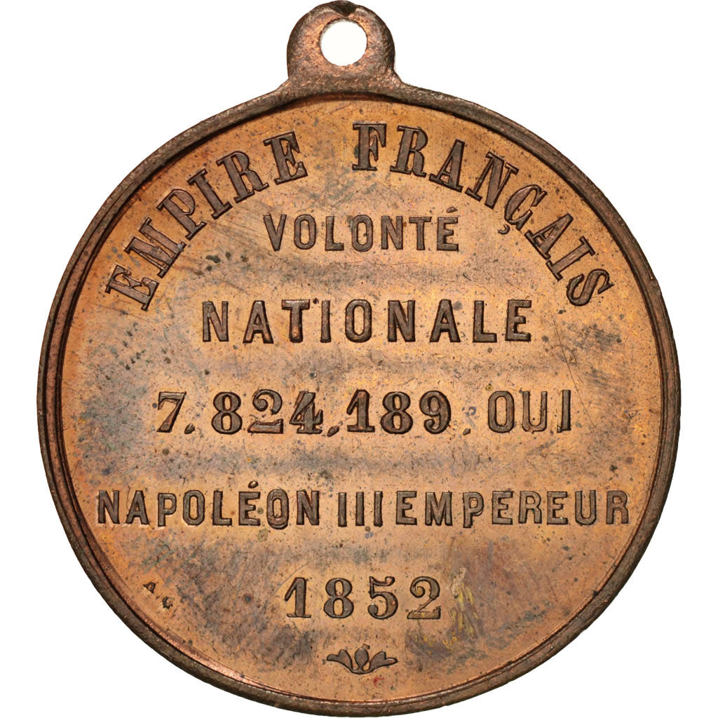 France, Napoléon III proclamation, History, Medal, 1852, AU(55-58), Garnier
