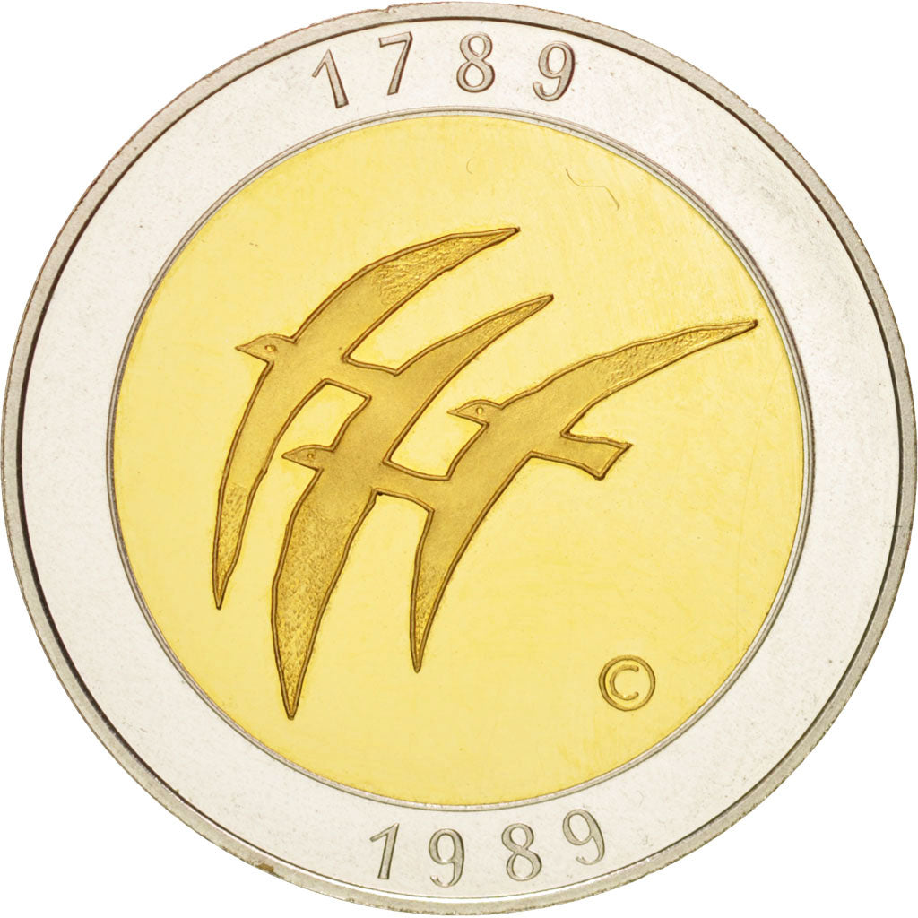 Francia, Medal, French Revolution Bicentenary, History, 1989, EBC, Plata y oro