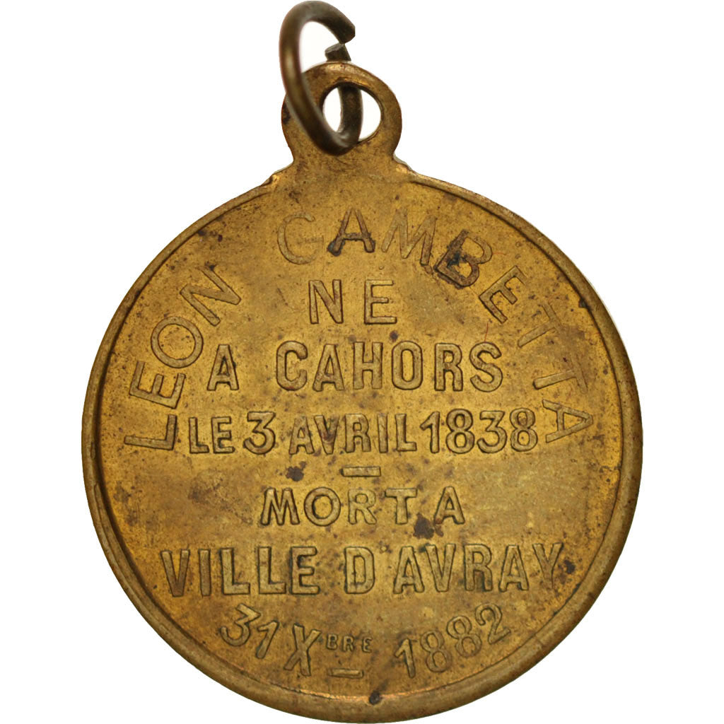 Francia, Medal, Léon Gambetta, History, 1882, BB+, Ottone