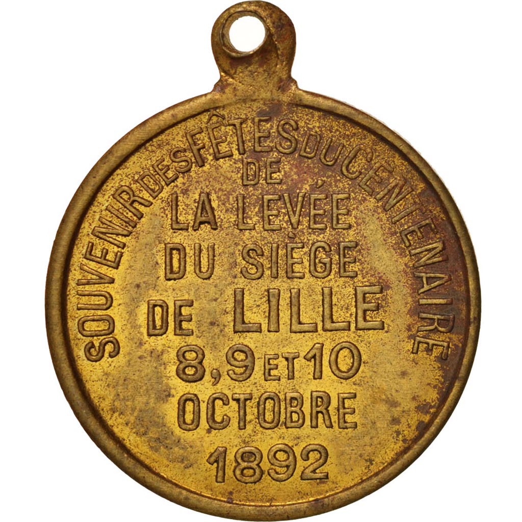 Francia, Medal, Centenaire de la levée du siège de Lille, History, 1892, SPL-