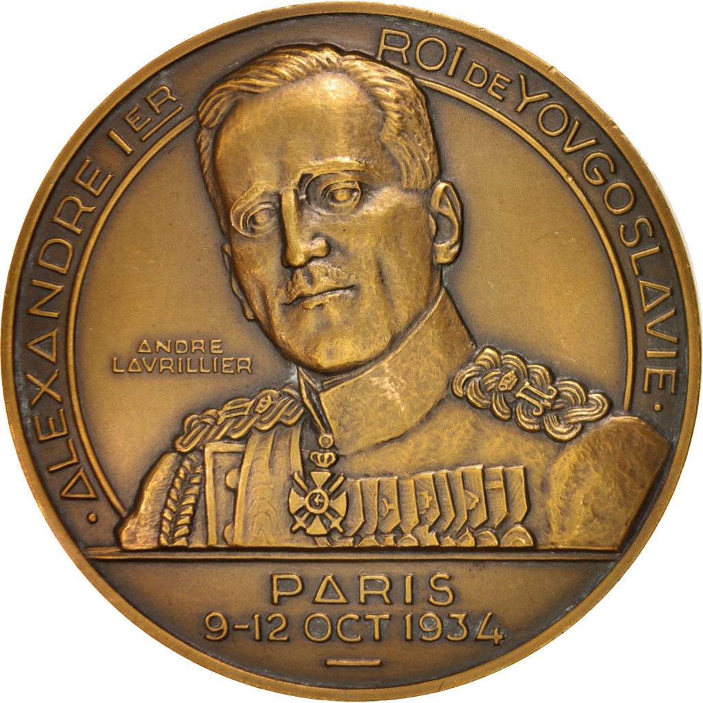 France, Alexander Ist, King of Yougoslavia, History, Medal, 1934, AU(55-58)