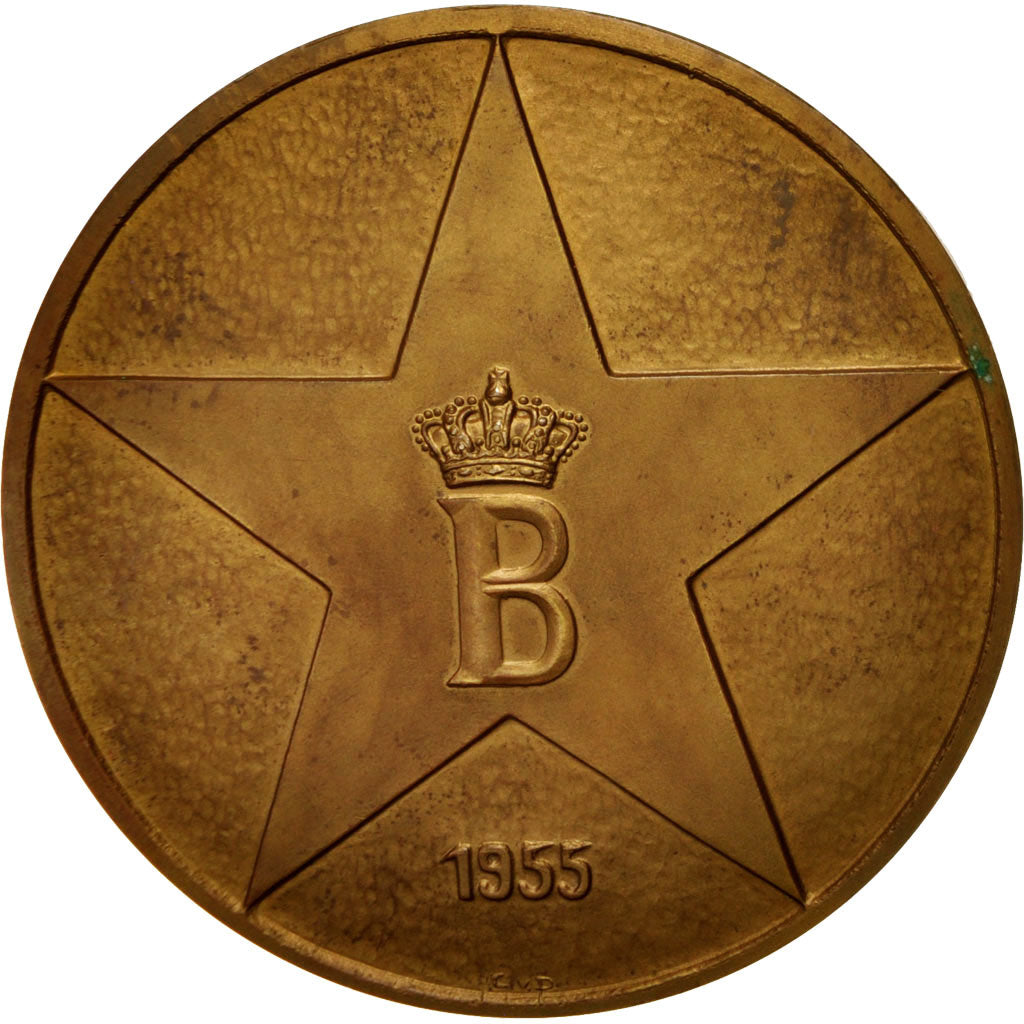 Belgium, Medal, Belgique, Baudouin I, History, 1955, AU(50-53), Bronze