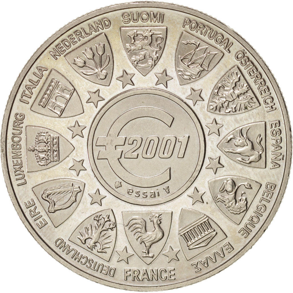 Francia, Medal, Naissance de l'euro fiduciaire, 2001, History, 2001, SPL-