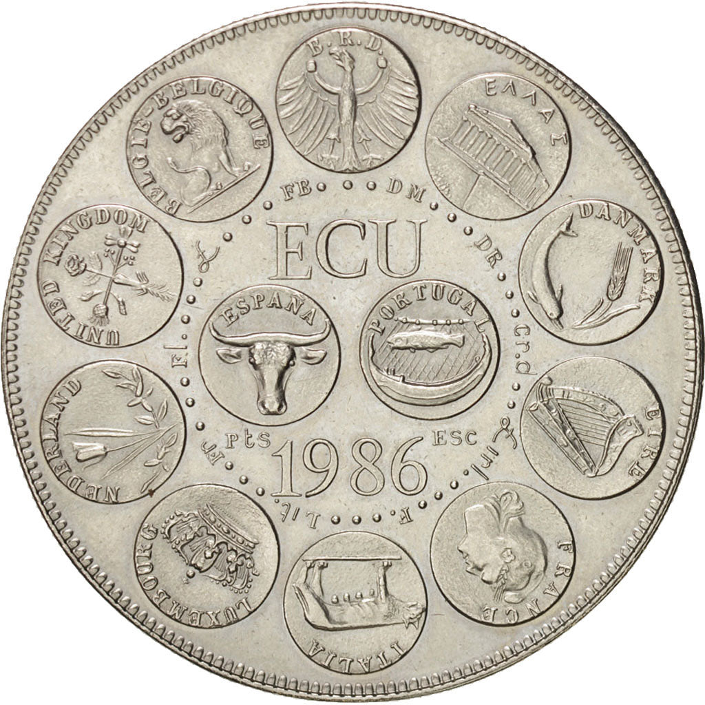France, Medal, European coinage test, 1 ecu, History, 1986, SUP, Nickel