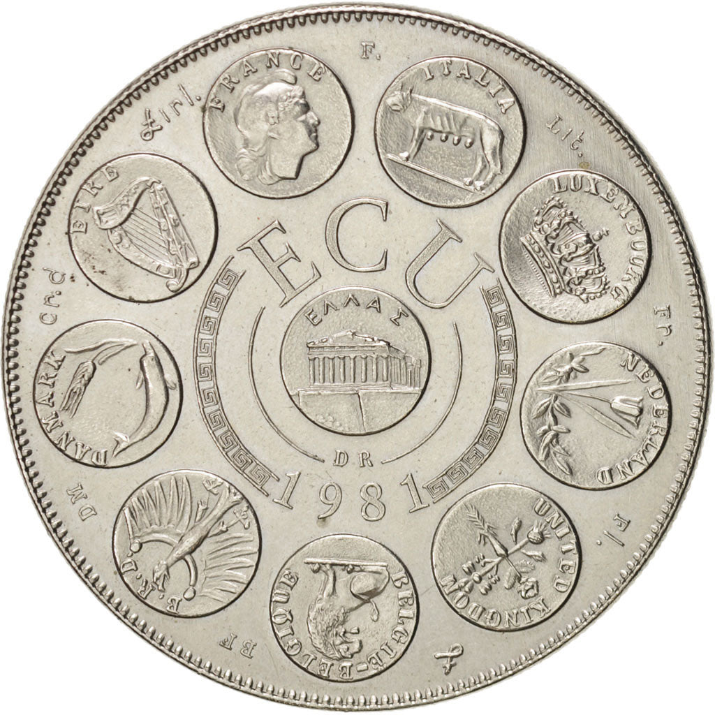 France, European coinage test, 1 ecu, History, Medal, 1981, AU(55-58), Nickel