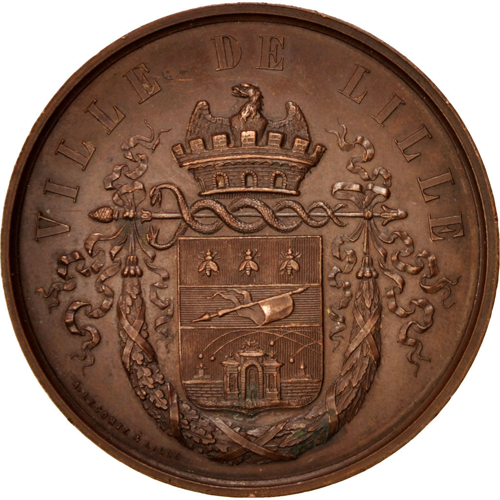 Francia, Medal, Ville de Lille, Fête Communale, Arts & Culture, 1862, Lecomte