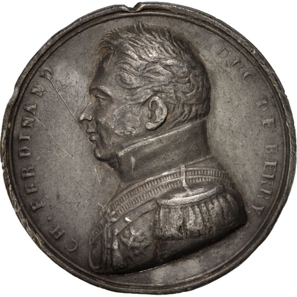 Francia, Medal, Charles Ferdinand Duc de Berry, History, 1820, MB+, Stagno