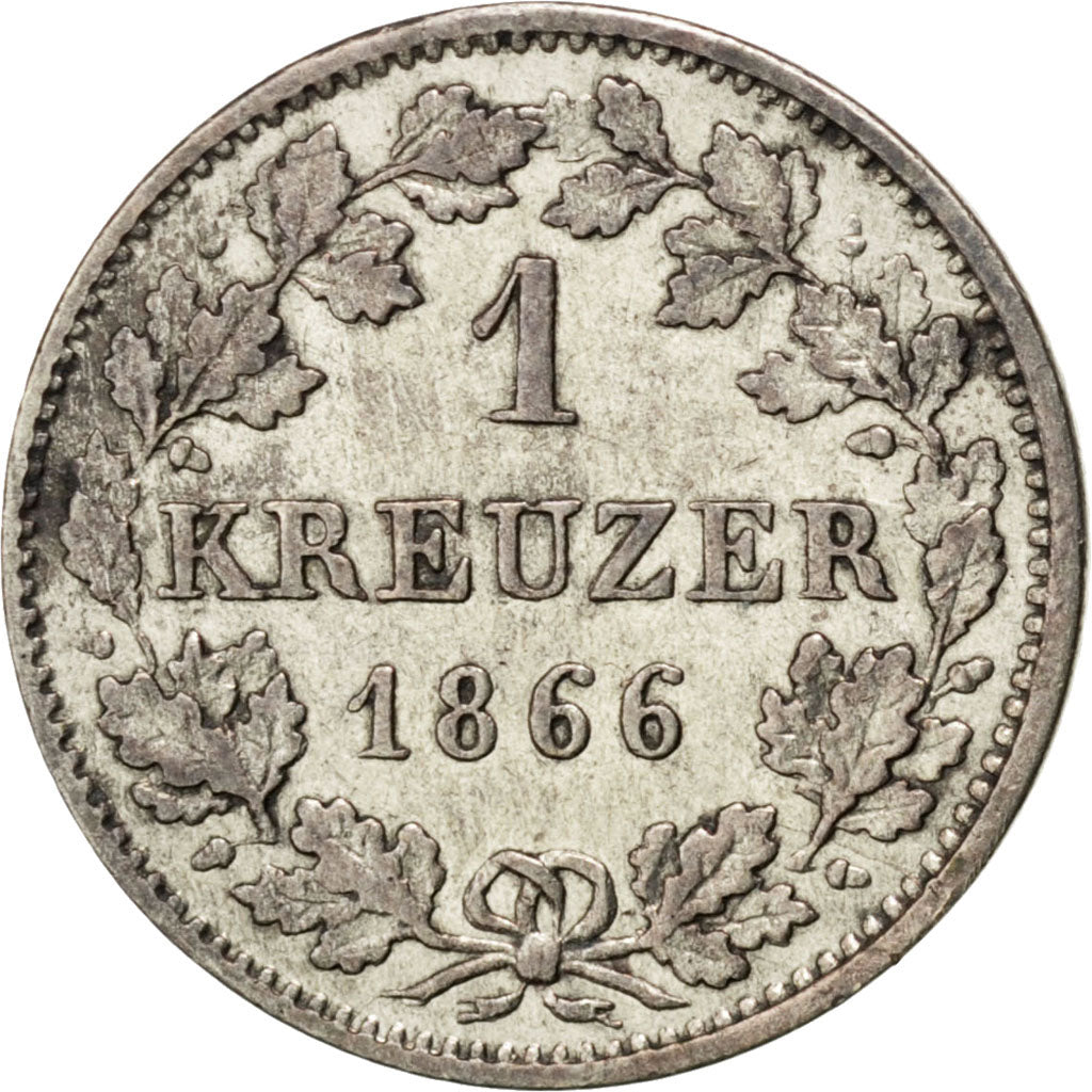 GERMAN STATES, Kreuzer, 1866, KM #339, EF(40-45), Silver, 0.87