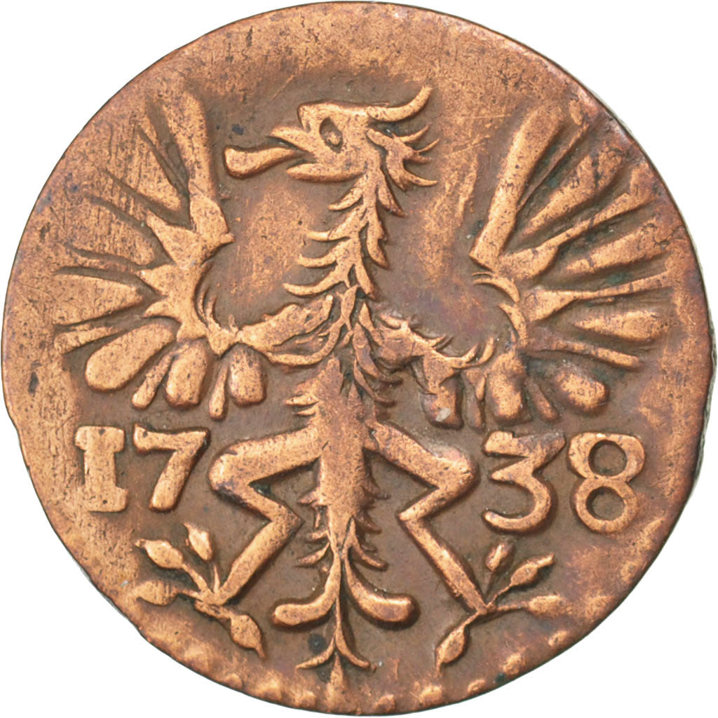 GERMAN STATES, 4 Heller, 1738, KM #31, EF(40-45), Copper, 1.85
