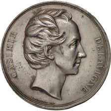 France, Casimir Delavigne, History, Medal, 1847, EF(40-45), Farochon, Tin, 50