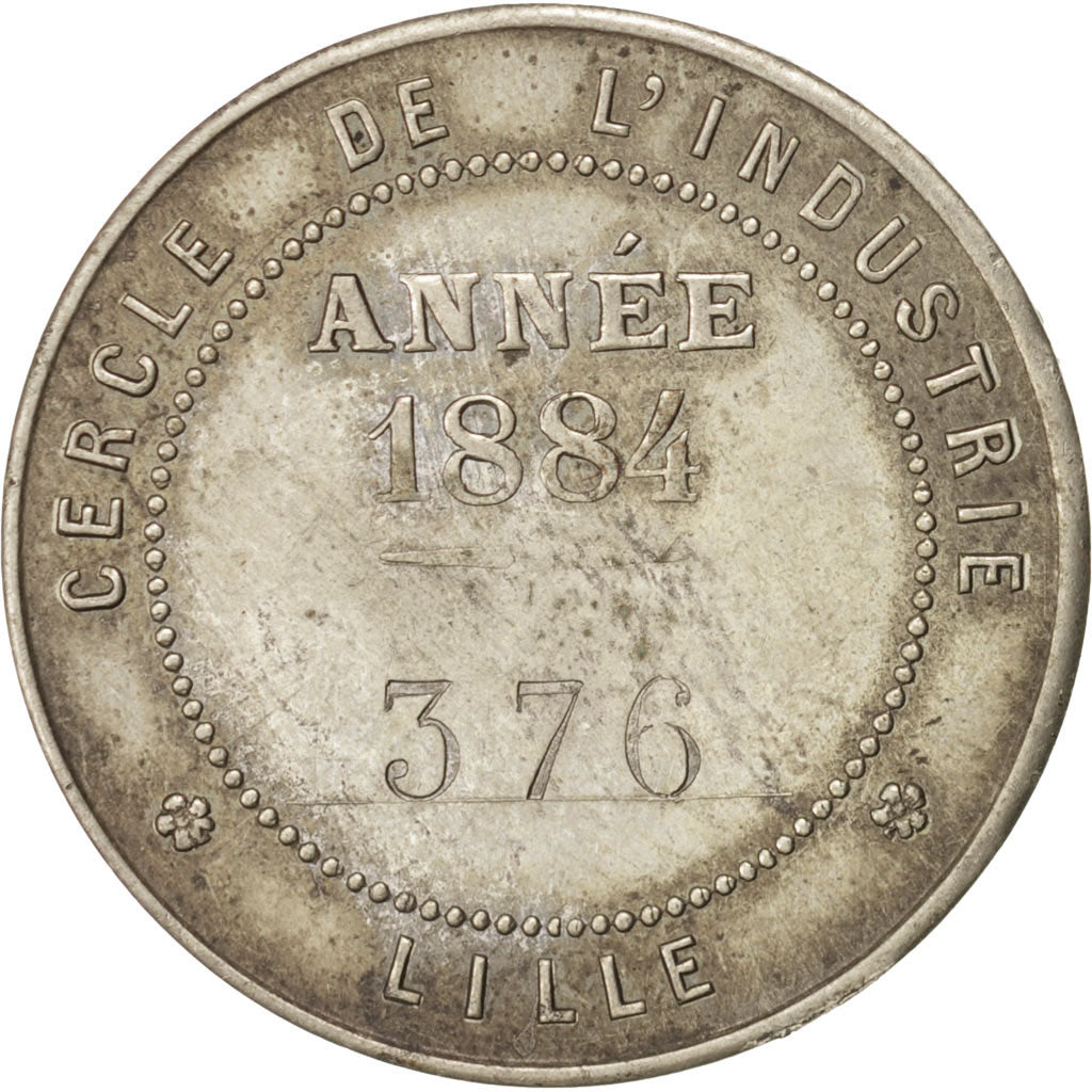 France, Jeton, Club, Ville de Lille, Cercle de l'Industrie, 1884, SUP, Argent
