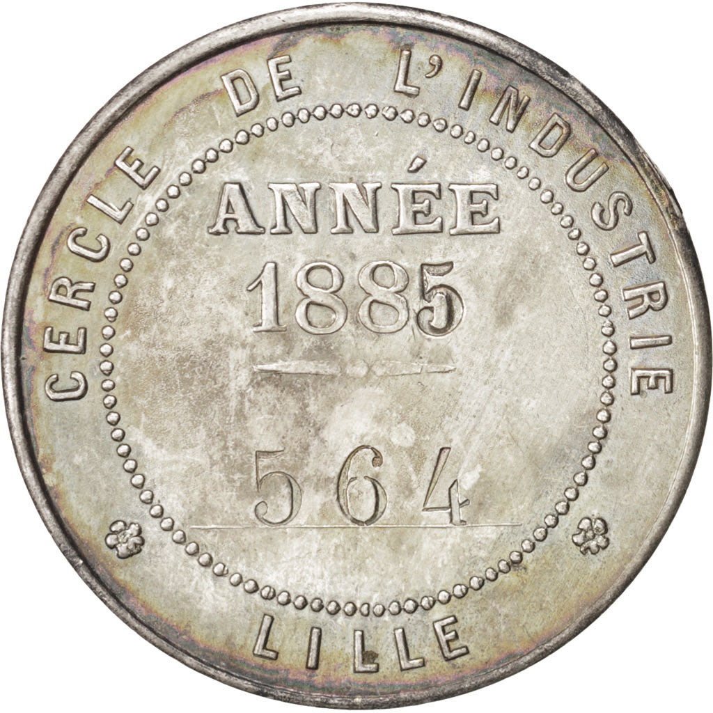France, Jeton, Club, Ville de Lille, Cercle de l'Industrie, 1885, SUP, Argent