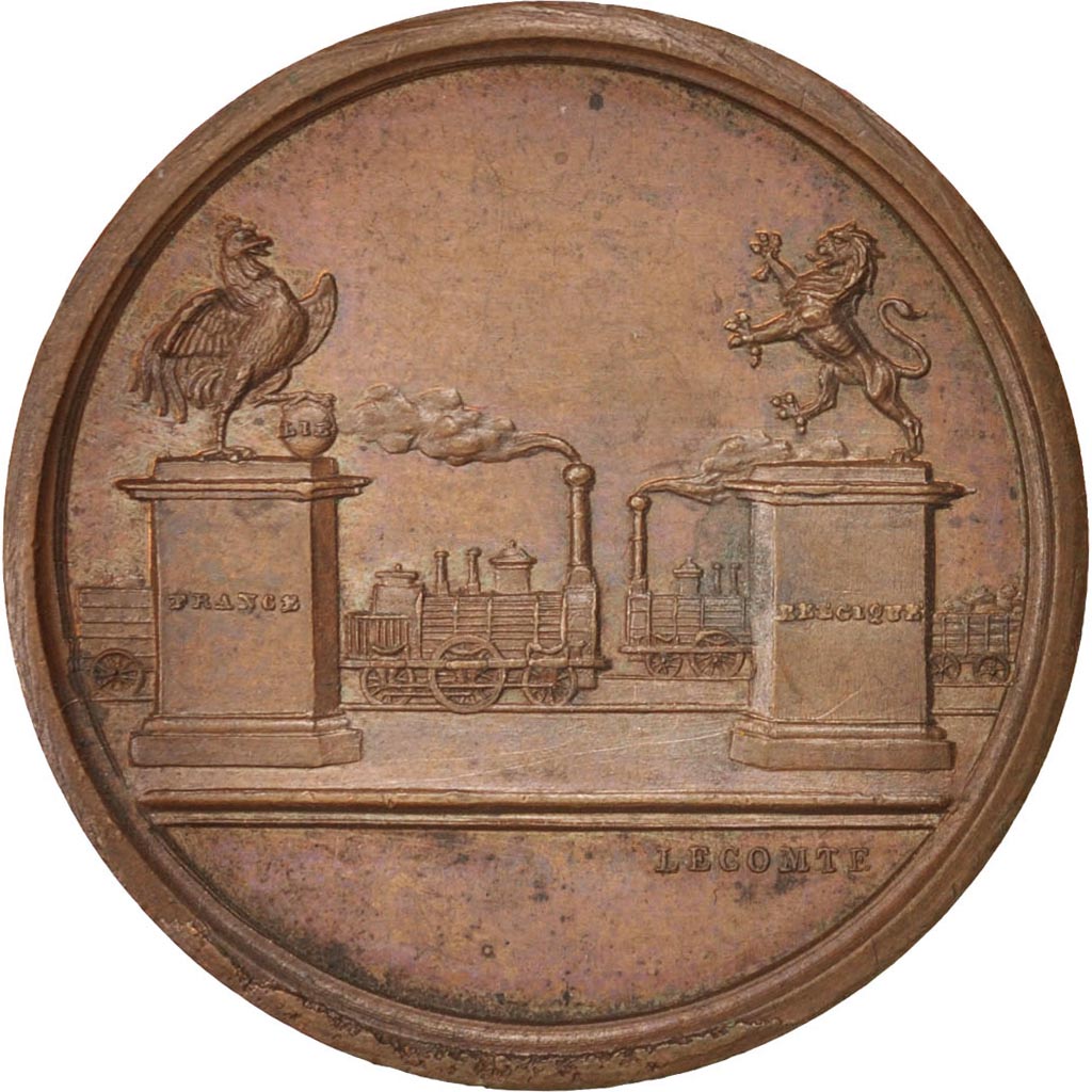 France, Railway, Inauguration du chemin de fer du Nord, Jeton, 1846, AU(55-58)