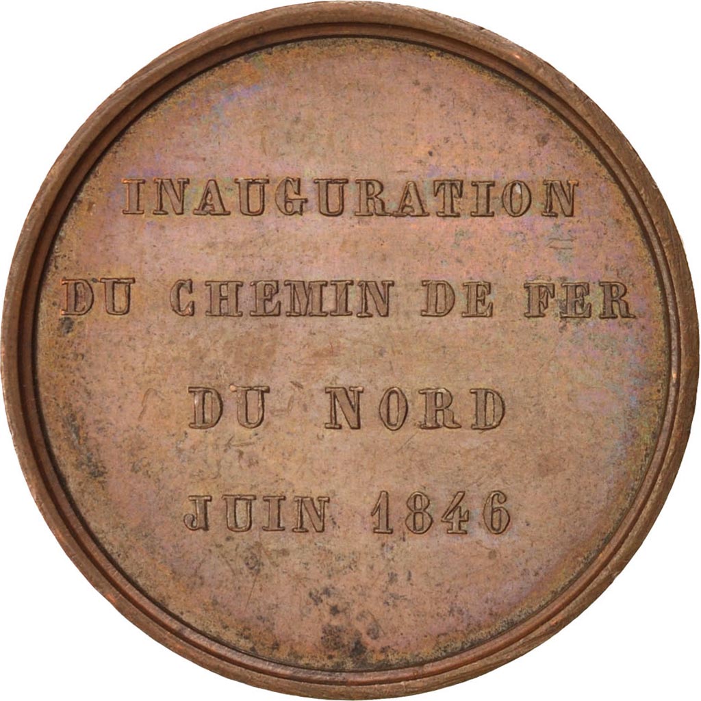 France, Railway, Inauguration du chemin de fer du Nord, Jeton, 1846, AU(55-58)