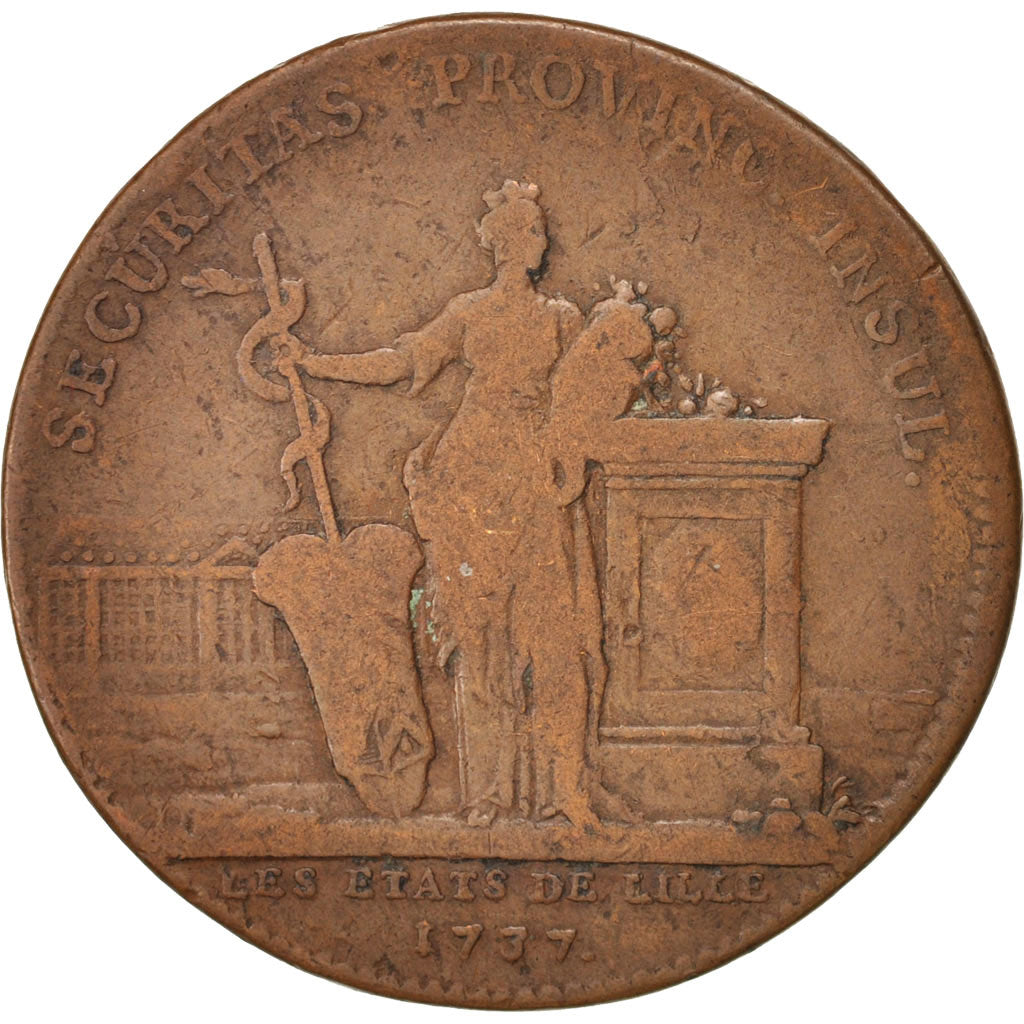 Francja, Token, Królewskie, États de Lille, 1737, Duvivier, EF(40-45), Miedź