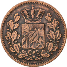 Coin, German States, BAVARIA, Ludwig II, 2 Pfennig, 1866, EF(40-45), Copper