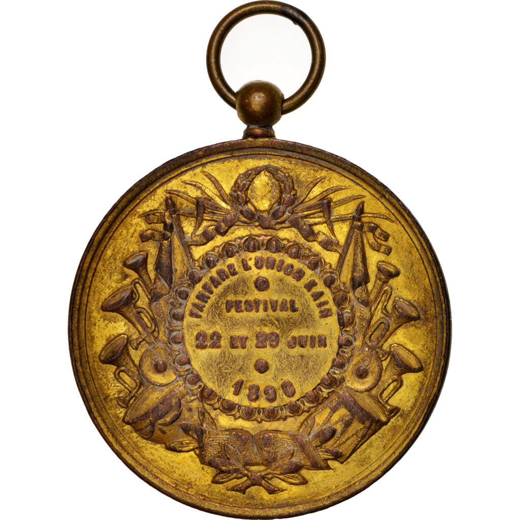 Frankrijk, Medal, Fanfare l'Union Kain, Festival des 22 et 29 juin 1890, Arts &