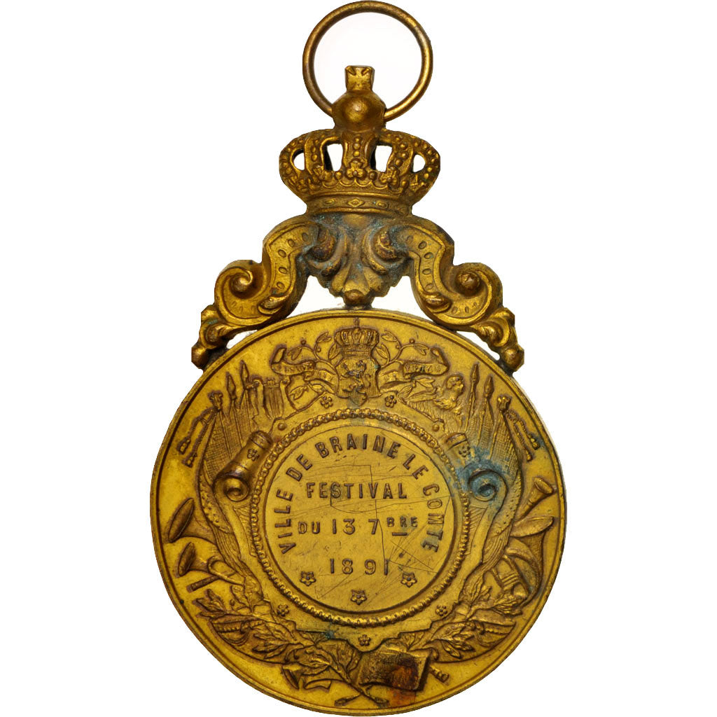 Belgique, Medal, Ville de Braine le Comte, Festival du 13 septembre 1891, Arts &