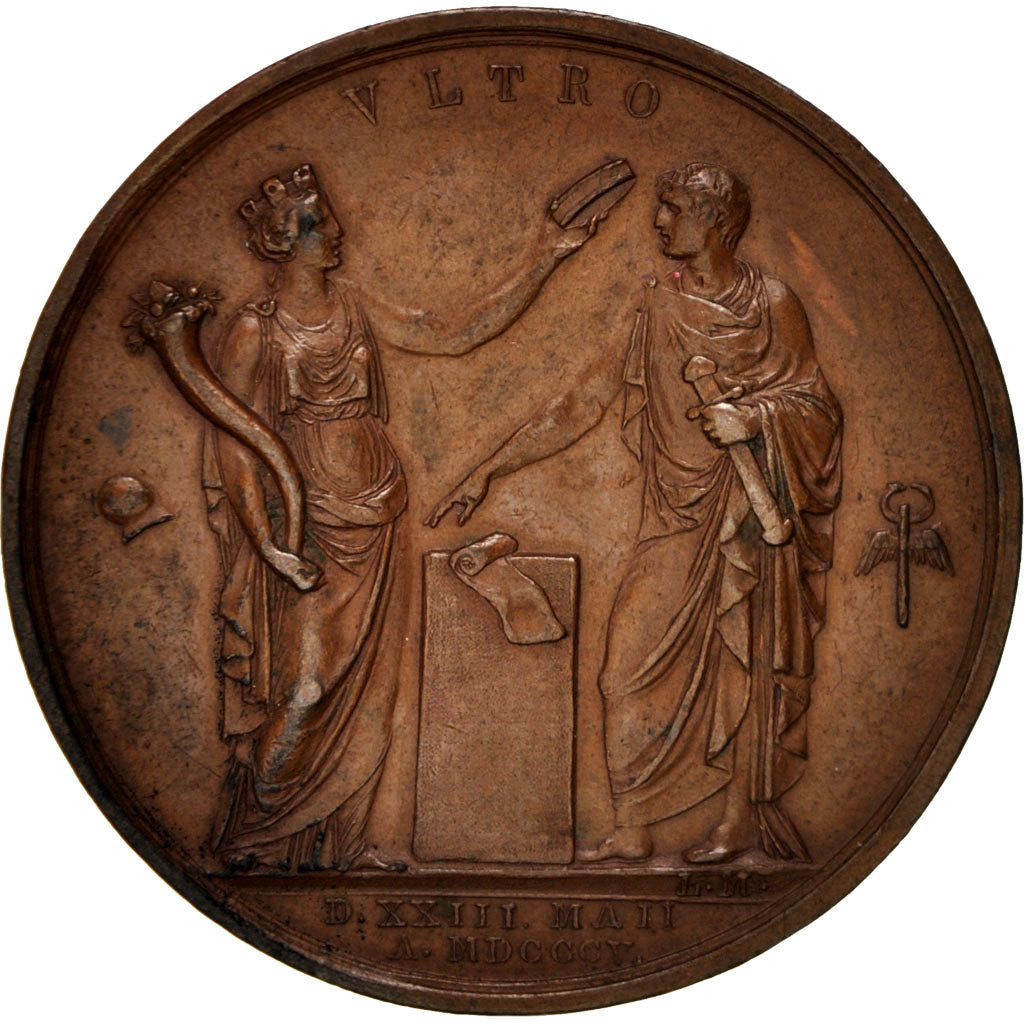 France, Napoléon, KIng of Italy, History, Medal, 1805, AU(50-53), Manfredini