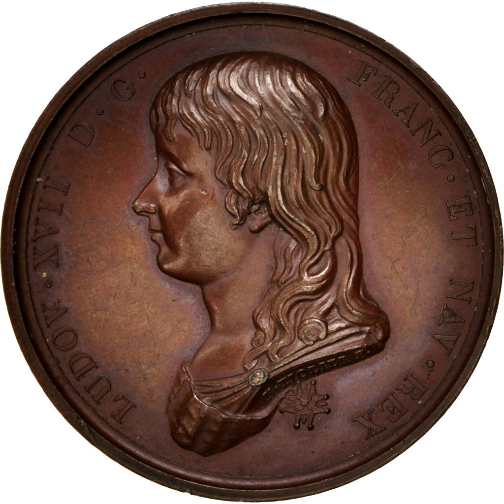 France, Louis XVII, History, Medal, 1793, AU(55-58), Tiolier, Bronze, 41