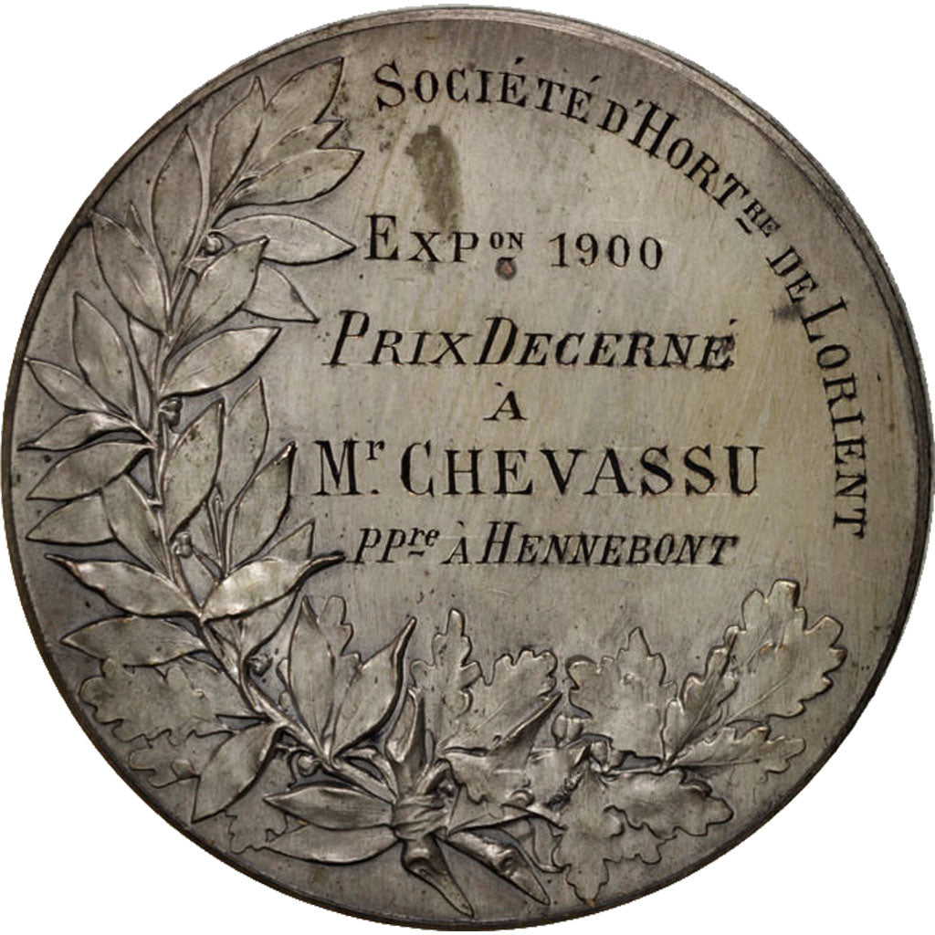 France, Société d'Horticulture de Lorient, Flora, Medal, 1900, AU(50-53)