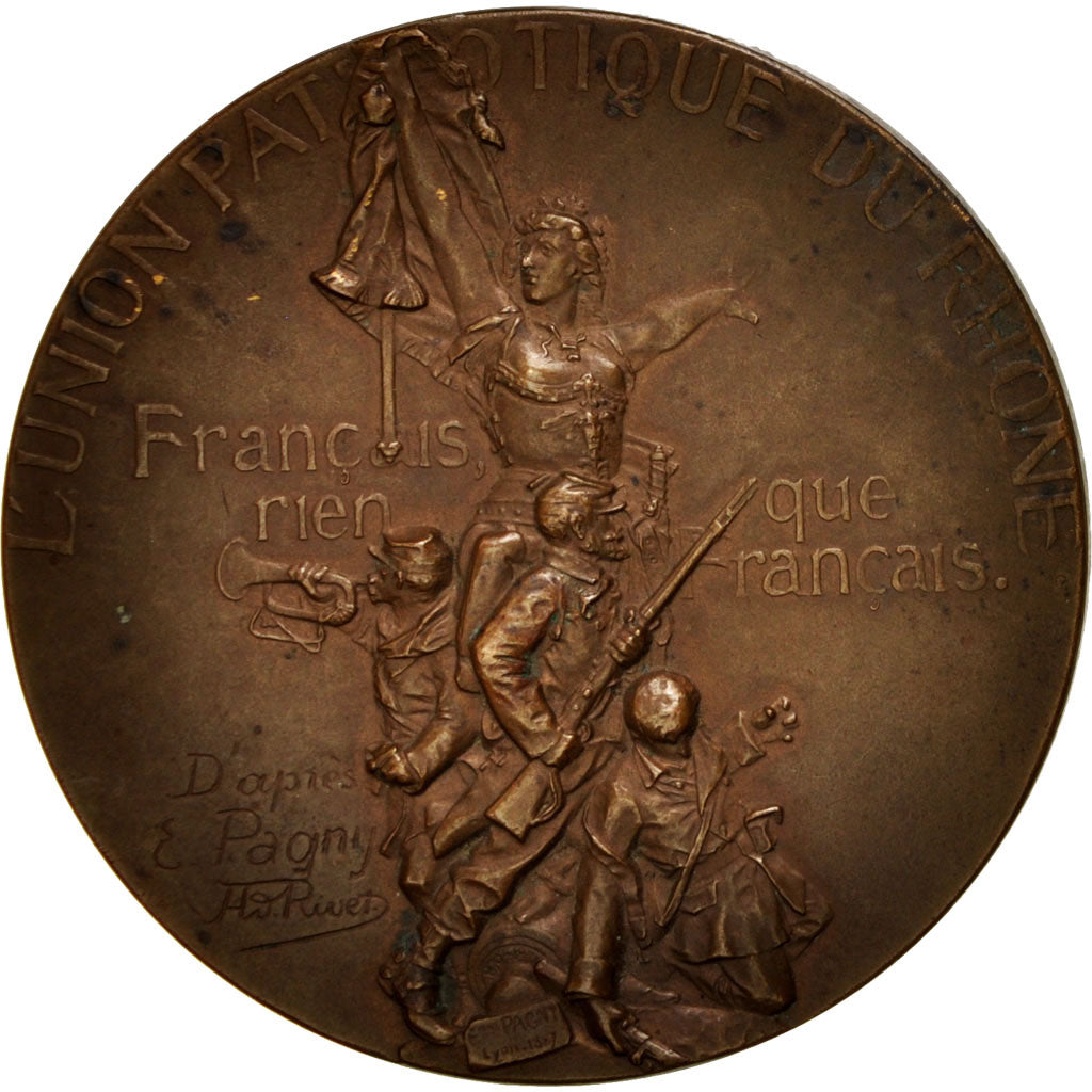 France, Medal, L'union Patriotique du Rhône, History, 1898, Rivet, AU(50-53)