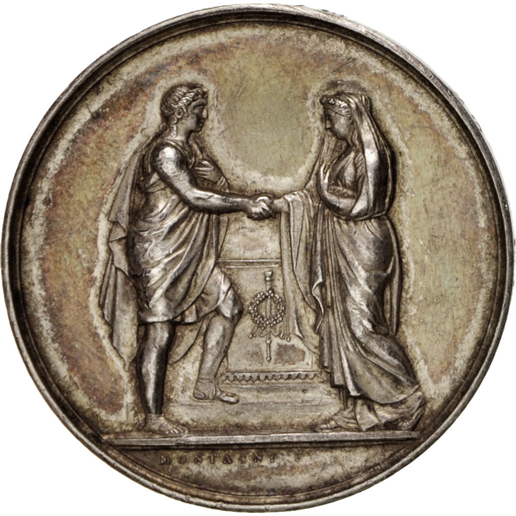 France, Wedding medal, Religions & beliefs, Medal, 1855, MS(63), Montagny