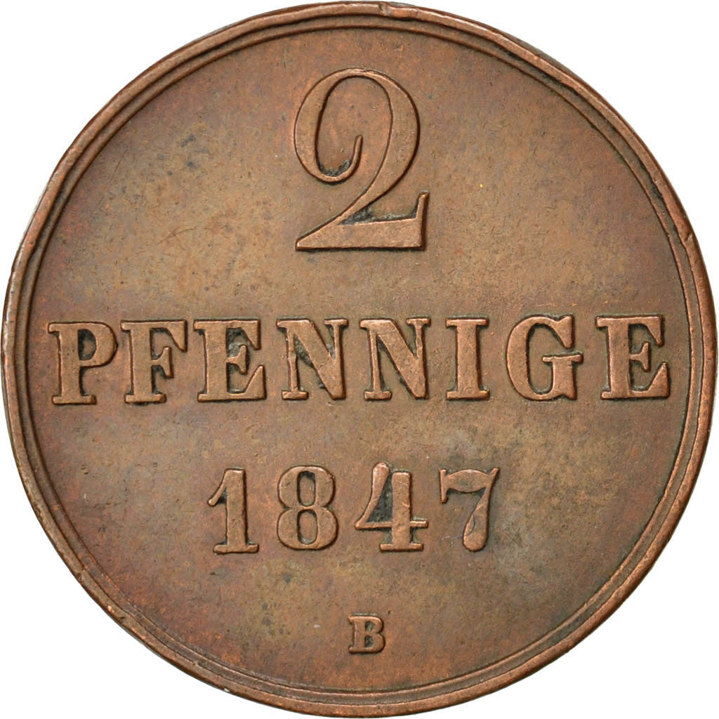 Coin, German States, HANNOVER, Ernst August, 2 Pfennig, 1847, Hannover