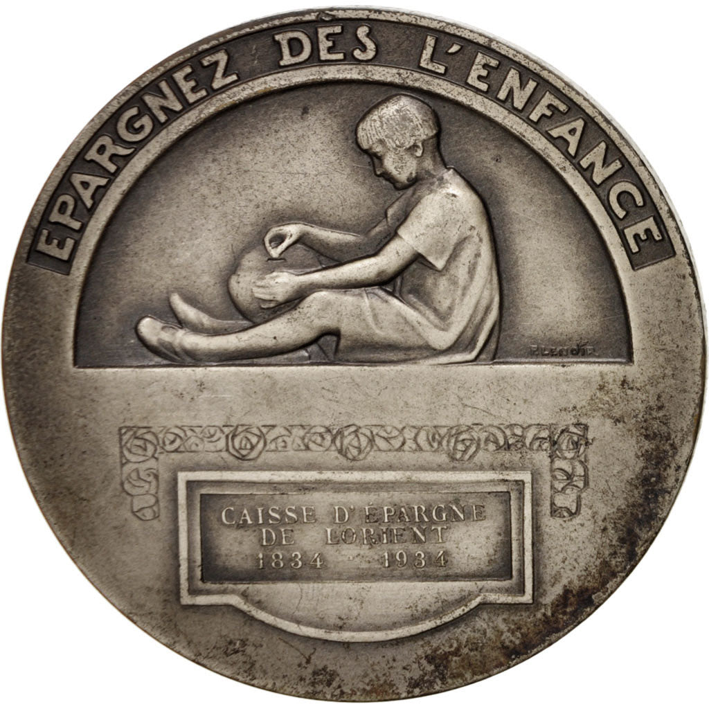 France, Medal, Caisse d'Épargne de Lorient, Politics, Society, War, 1934