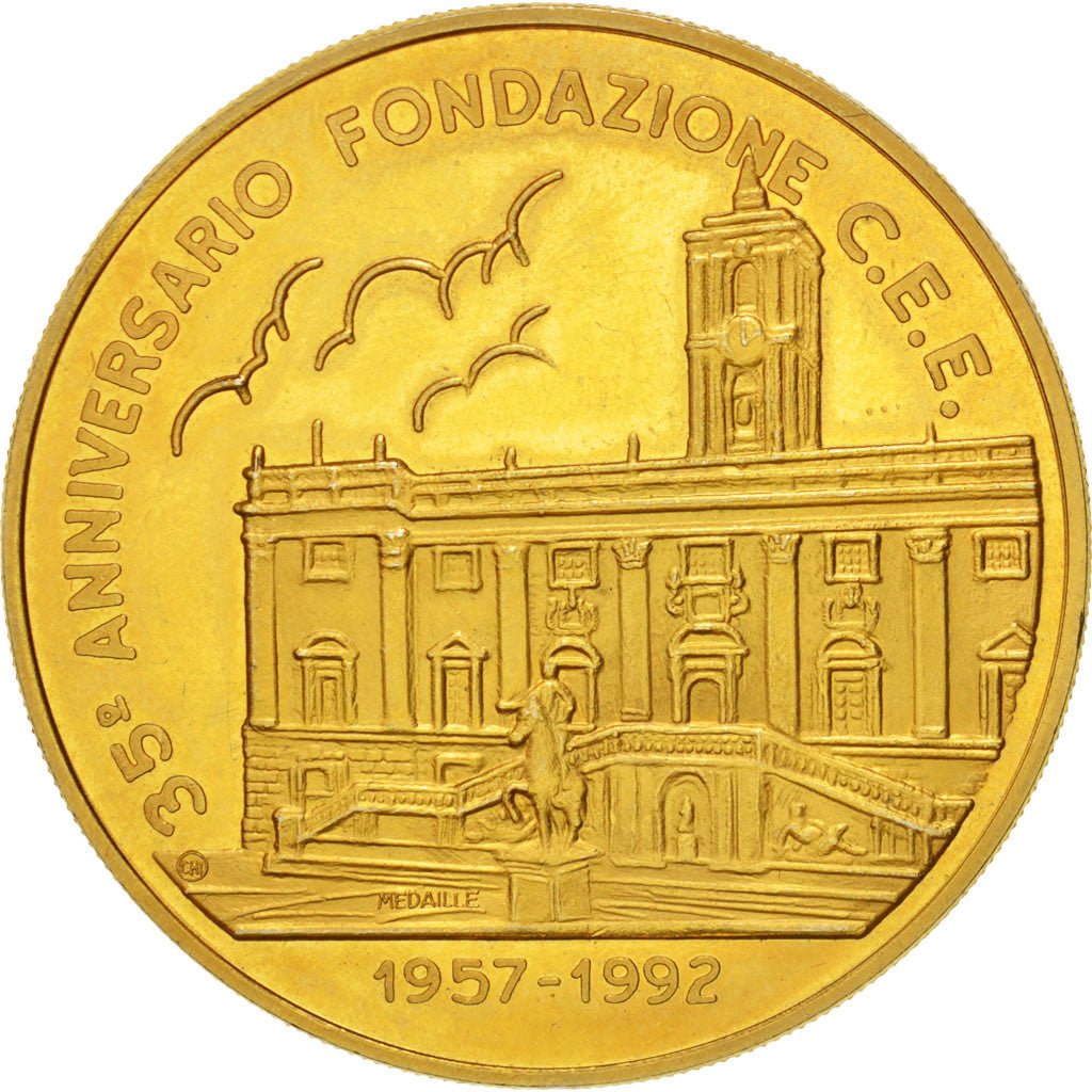 Italy, Medal, European coinage test, 1 ecu, Politics, Society, War, 1992