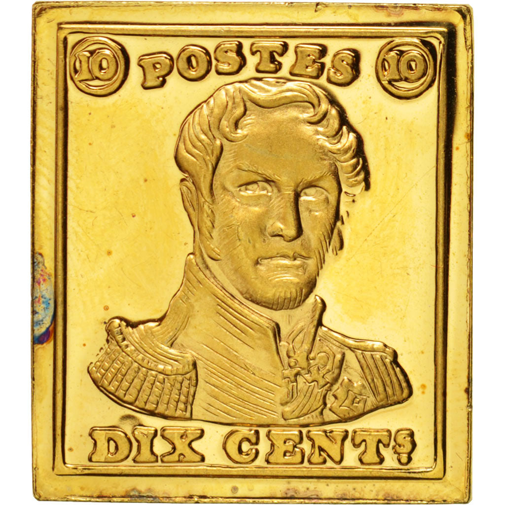 Francia, Medal, Stamp, 10 Centimes Belgium, History, SPL-, Vermeil