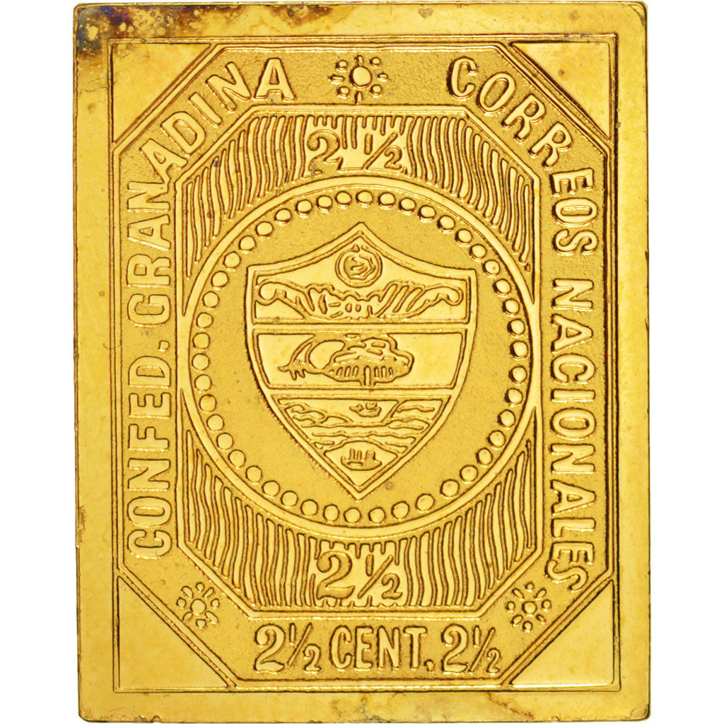 Francia, Medal, Stamp, 2 1/2 Cent Colombia, History, SPL-, Vermeil