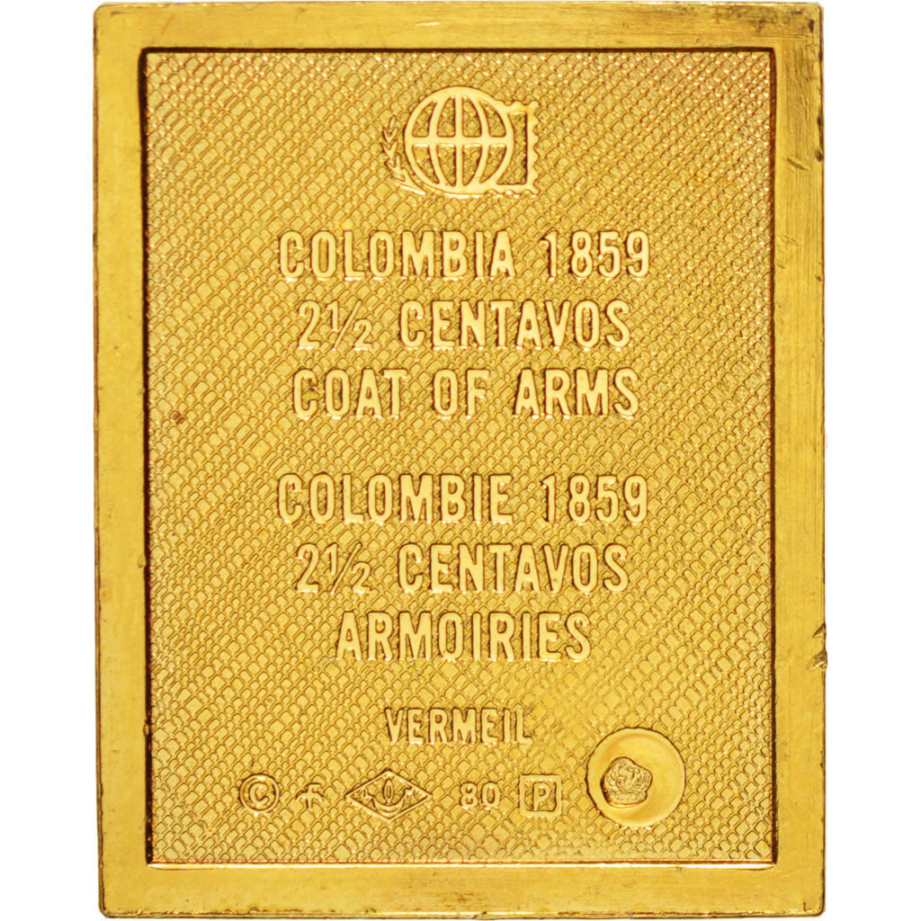 Francia, Medal, Stamp, 2 1/2 Cent Colombia, History, SPL-, Vermeil