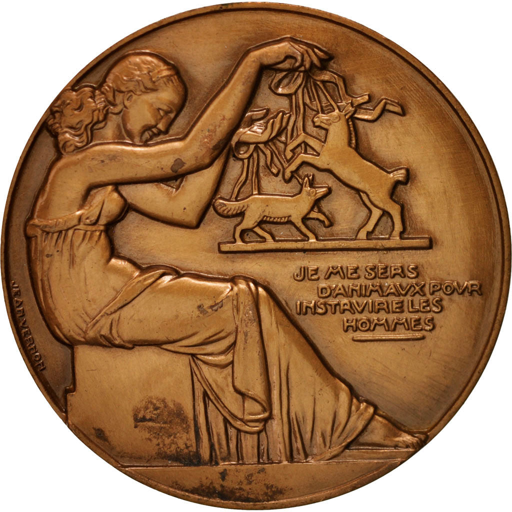 France, Medal, Jean de la Fontaine, Arts & Culture, 1966, Vernon, SUP, Bronze