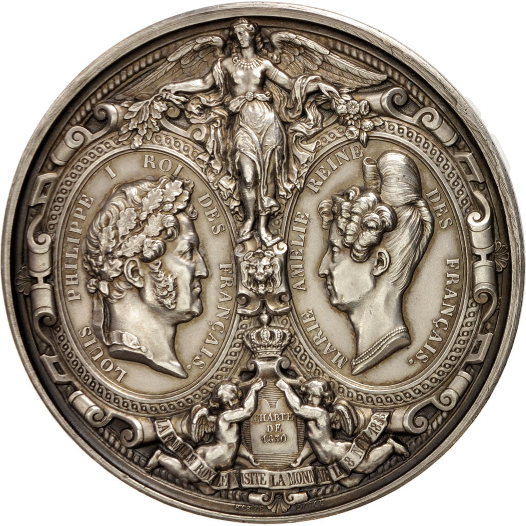 France, Louis-Philippe et Marie-Amélie, History, Medal, 1830, MS(63), Barre