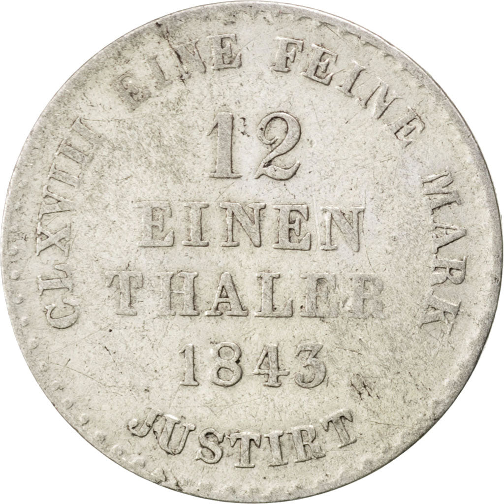 GERMAN STATES, 1/12 Thaler, 3 Mariengroschen, 1843, KM #194.1, EF(40-45),...