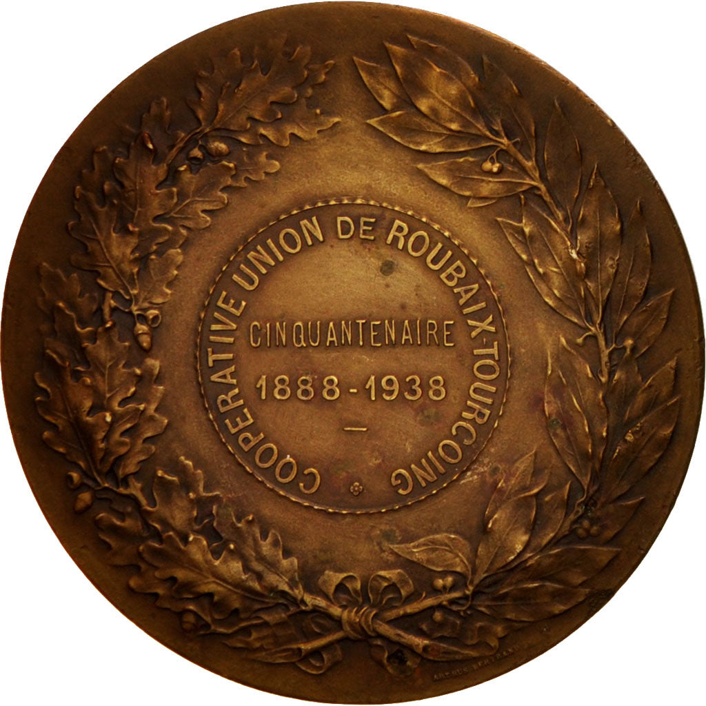 France, Politics, Society, War, Medal, 1938, SUP, Delannoy, Bronze, 57