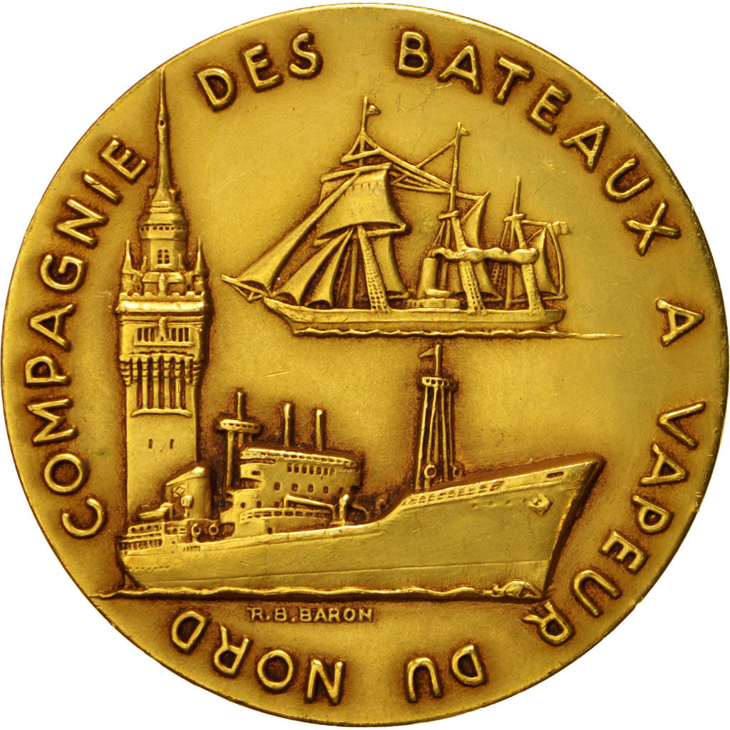 Francia, Medal, compagnie des bateaux à vapeur du Nord, Shipping, 1953, Baron
