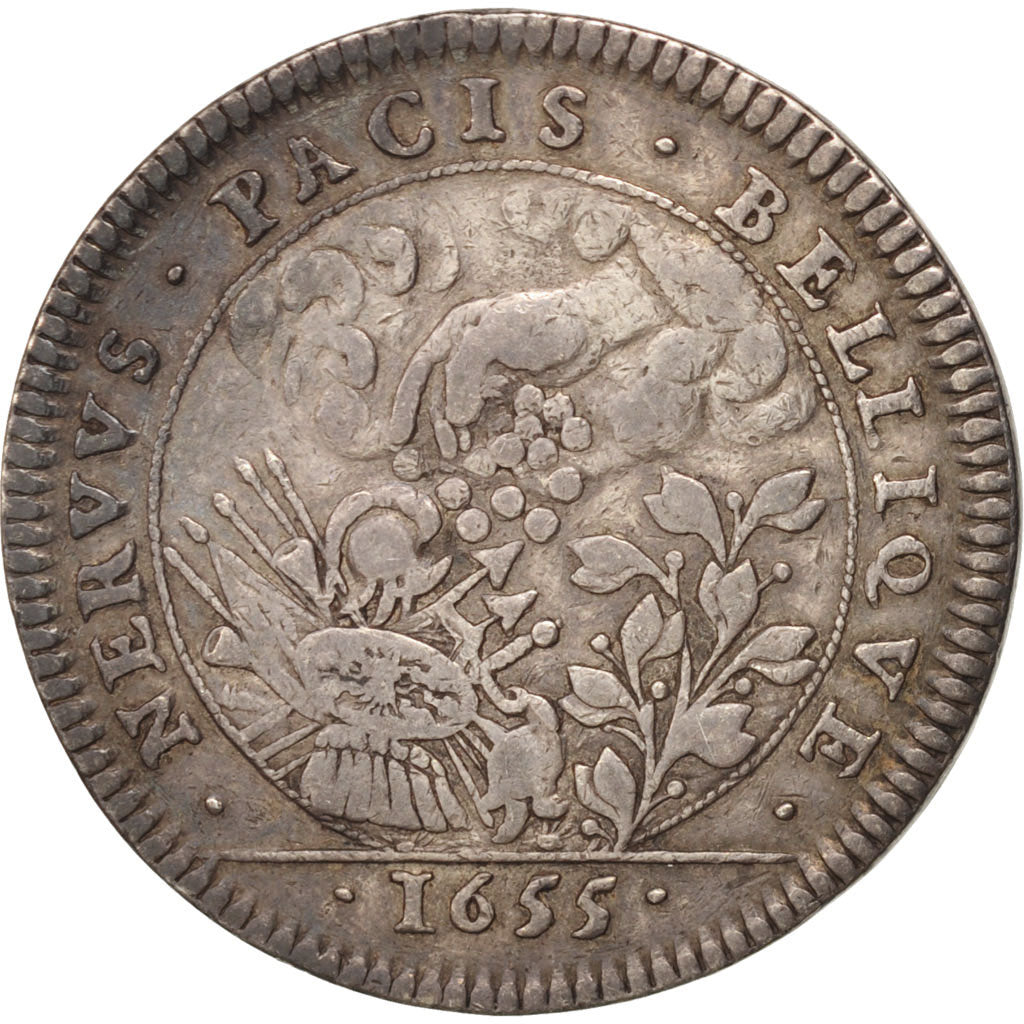 France, Jeton, Royal, Prise d'Arras, Louis XIV, 1655, TTB+, Argent