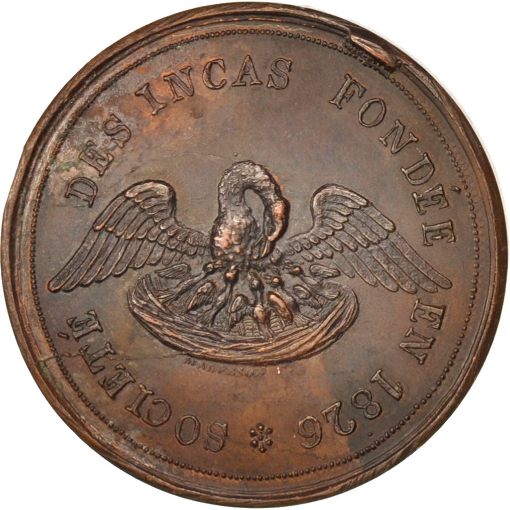 Francia, Medal, Masonic, Société des Incas, Marche de 1851, 1851, EBC, Cobre