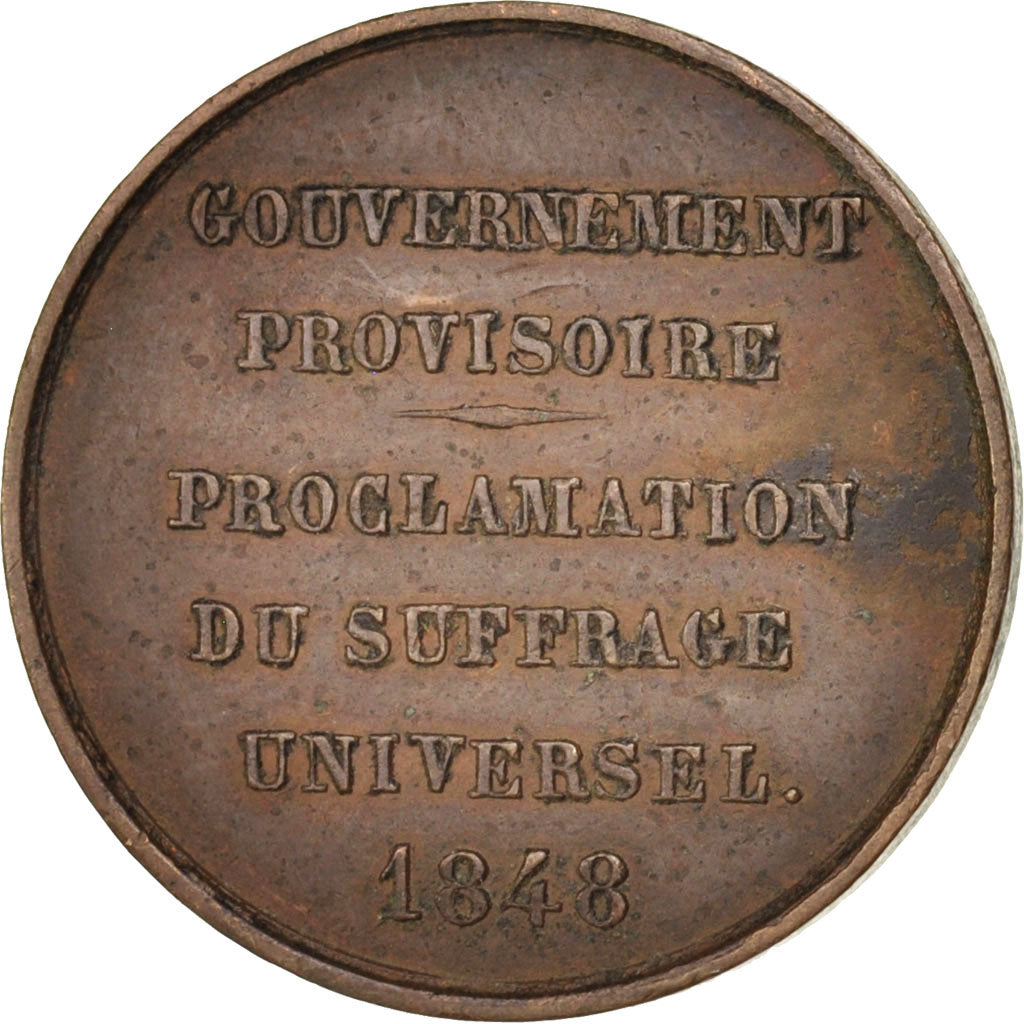 France, Medal, Ledru Rollin, Gouvernement Provisoire, 1848, EF(40-45), Copper