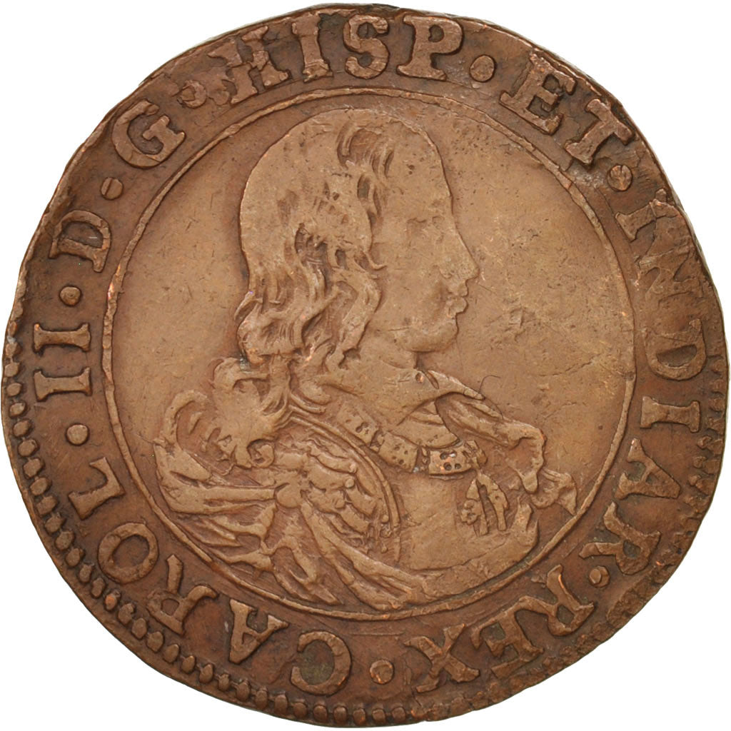 Spain, Spanish Netherlands, Charles II, Brabant, Token, 1676, EF(40-45), Copper