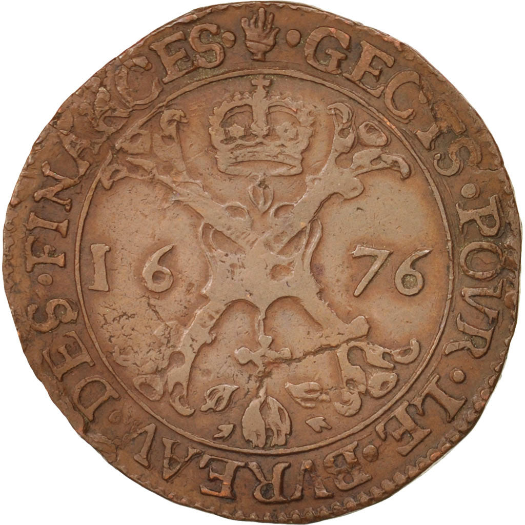 Spain, Spanish Netherlands, Charles II, Brabant, Token, 1676, EF(40-45), Copper