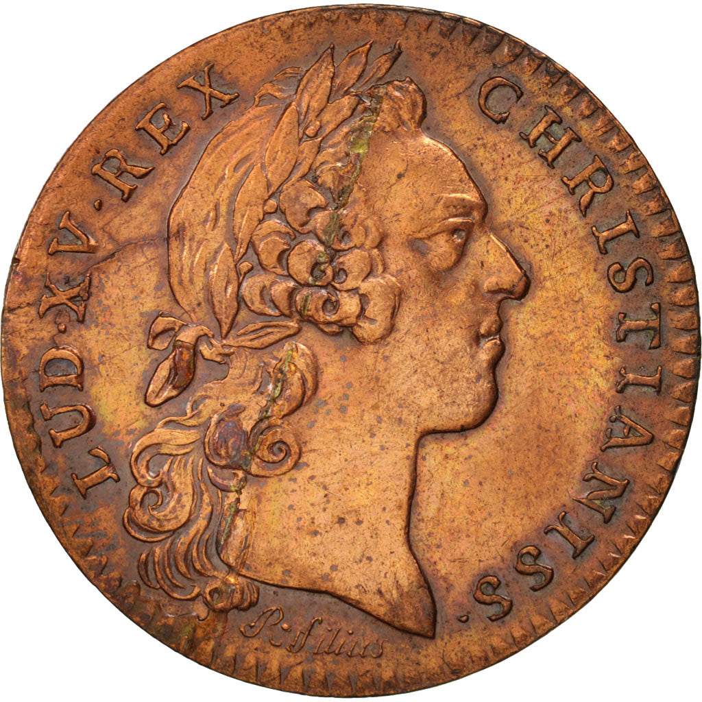 France, Royal, Chambre aux Deniers, Louis XV, Token, 1758, SUP, Cuivre, 29, F...