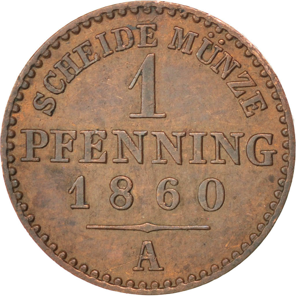 GERMAN STATES, Pfennig, 1860, Berlin, KM #451, AU(55-58), Copper, 17.5, 1.47