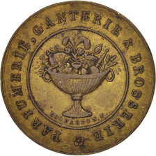 France, Trades, Leçon de coiffure, Token, AU(50-53), Brass, 22