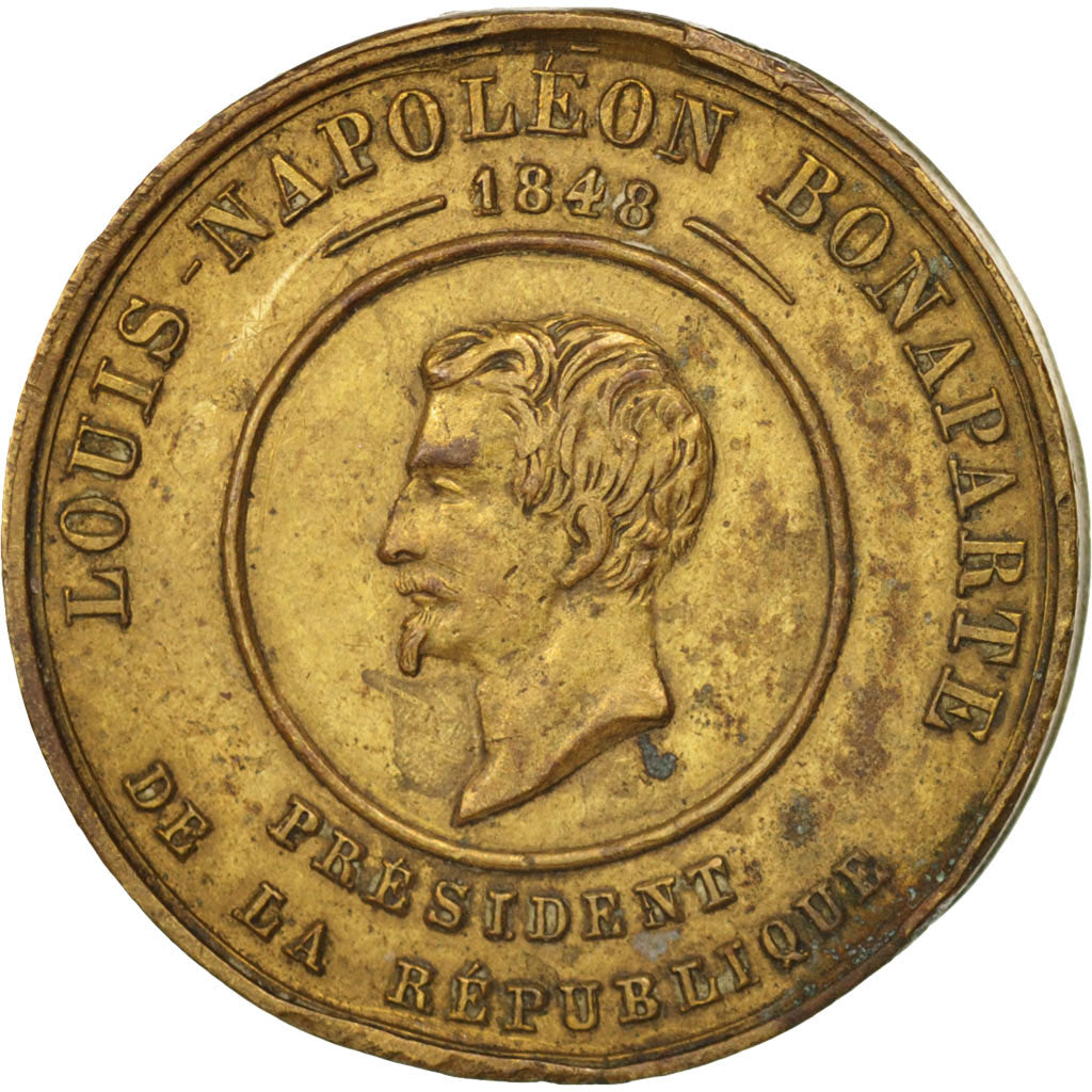 France, Louis Napoléon Bonaparte, Token, 1848, TTB+, Brass, 23