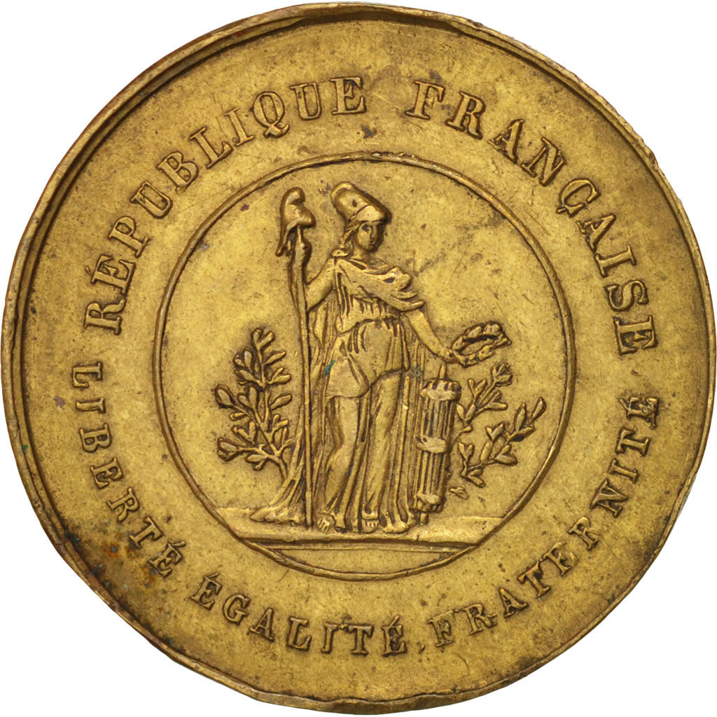 France, Louis Napoléon Bonaparte, Token, 1848, TTB+, Brass, 23