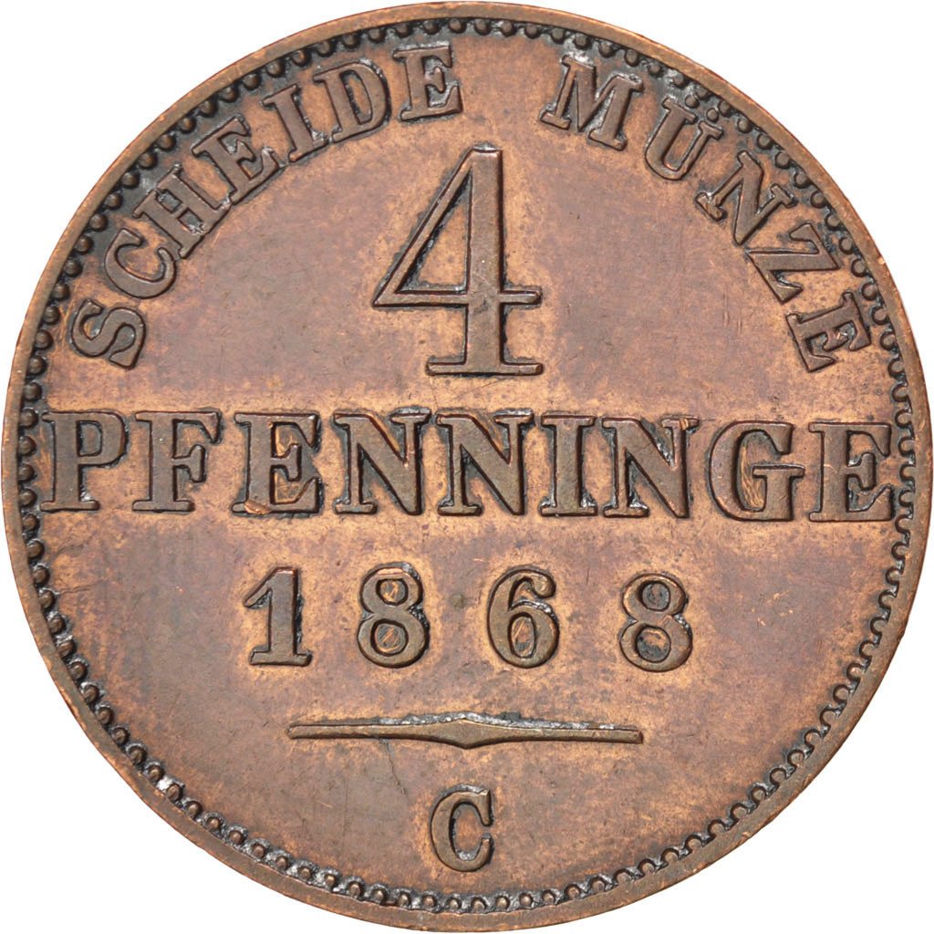 Stati tedeschi, PRUSSIA, Wilhelm I, 4 Pfennig, 1868, Cleves, SPL-, Rame, KM:483